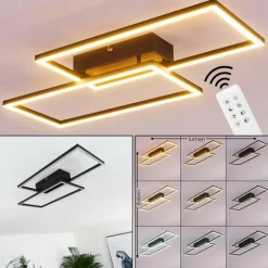 Plafonnier Cheka LED Noir, 2 lumières, Télécommandes
