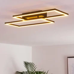 Plafonnier Cheka LED Noir, 2 lumières, Télécommandes