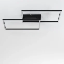 Plafonnier Cheka LED Noir, 2 lumières, Télécommandes