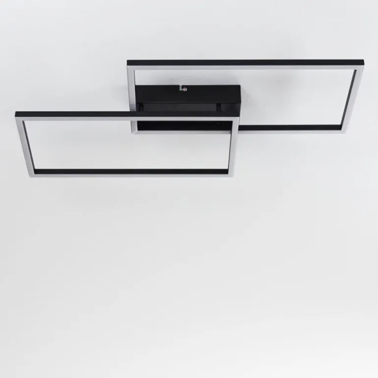 Plafonnier Cheka LED Noir, 2 lumières, Télécommandes