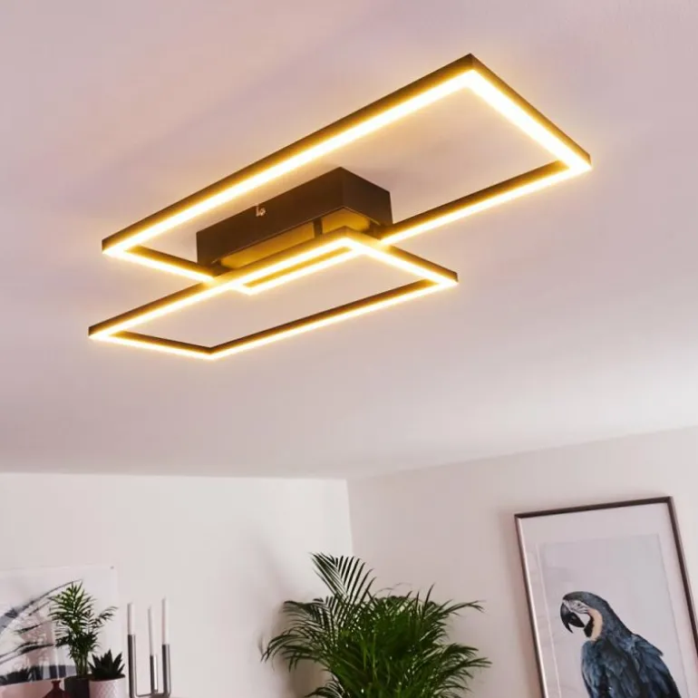 Plafonnier Cheka LED Noir, 2 lumières, Télécommandes