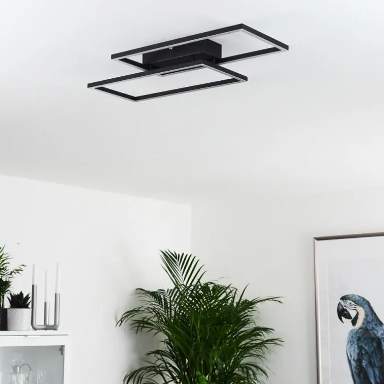 Plafonnier Cheka LED Noir, 2 lumières, Télécommandes