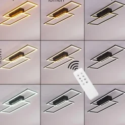 Plafonnier Cheka LED Noir, 2 lumières, Télécommandes
