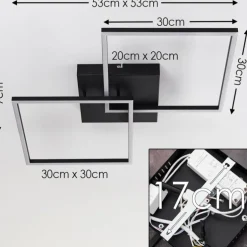 Plafonnier Cheka LED Noir, 2 lumières, Télécommandes