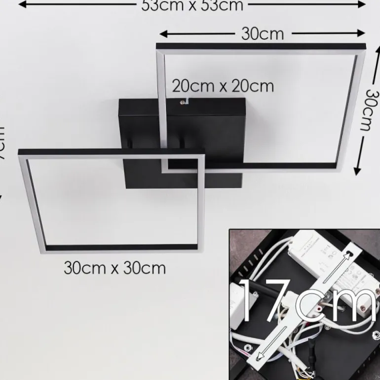 Plafonnier Cheka LED Noir, 2 lumières, Télécommandes