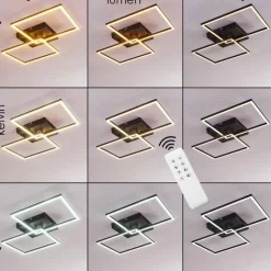 Plafonnier Cheka LED Noir, 2 lumières, Télécommandes