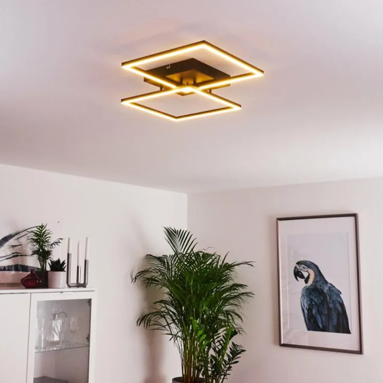 Plafonnier Cheka LED Noir, 2 lumières, Télécommandes