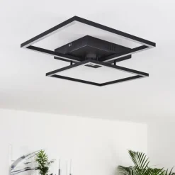 Plafonnier Cheka LED Noir, 2 lumières, Télécommandes