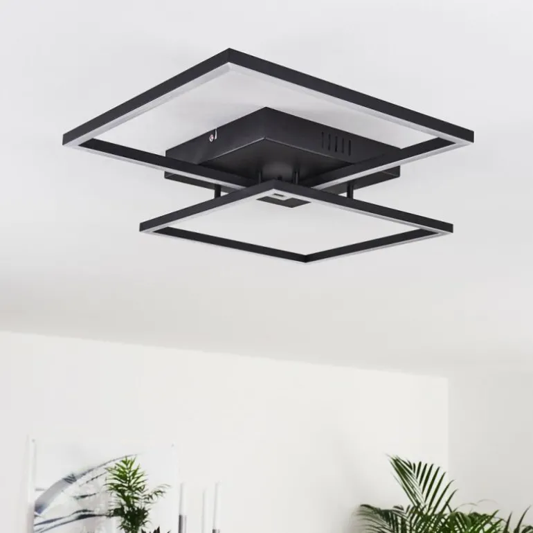 Plafonnier Cheka LED Noir, 2 lumières, Télécommandes