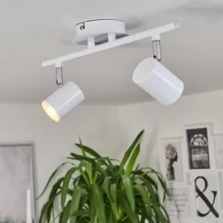 Plafonnier Chennai LED Chrome, Blanc, 2 lumières