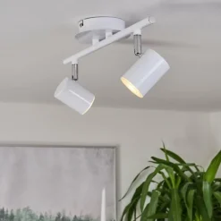 Plafonnier Chennai LED Chrome, Blanc, 2 lumières