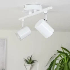 Plafonnier Chennai LED Chrome, Blanc, 2 lumières