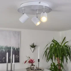 Plafonnier Chennai LED Chrome, Blanc, 3 lumières