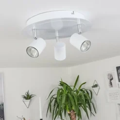 Plafonnier Chennai LED Chrome, Blanc, 3 lumières