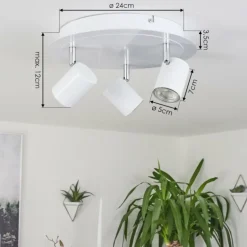 Plafonnier Chennai LED Chrome, Blanc, 3 lumières