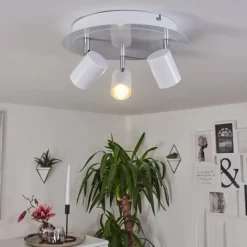 Plafonnier Chennai LED Chrome, Blanc, 3 lumières