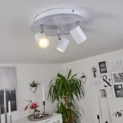 Plafonnier Chennai LED Chrome, Blanc, 3 lumières