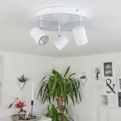 Plafonnier Chennai LED Chrome, Blanc, 3 lumières