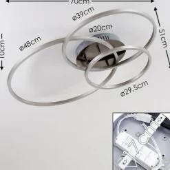 Plafonnier Chilkat LED Nickel mat, 1 lumière