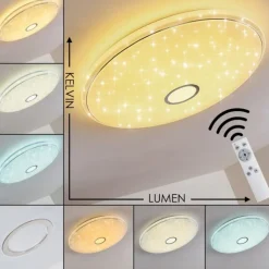 Plafonnier Cirque LED Chrome, 1 lumière, Télécommandes, Changeur de couleurs