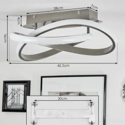 Plafonnier Cochato LED Nickel mat, 1 lumière