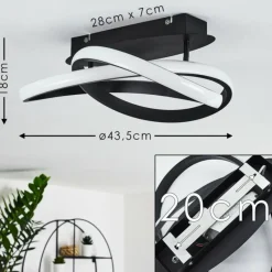 Plafonnier Cochato LED Noir, Blanc, 2 lumières