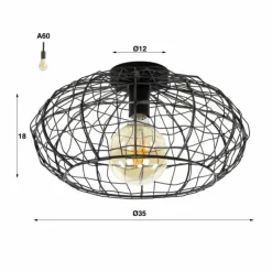 Plafonnier Connect Brun, Noir, 1 lumière