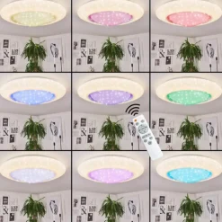 Plafonnier Cresta LED Blanc, 2 lumières, Changeur de couleurs