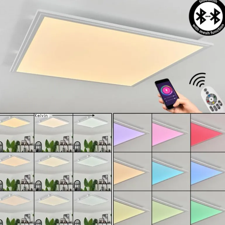 Plafonnier Crum LED Blanc, 1 lumière, Télécommandes