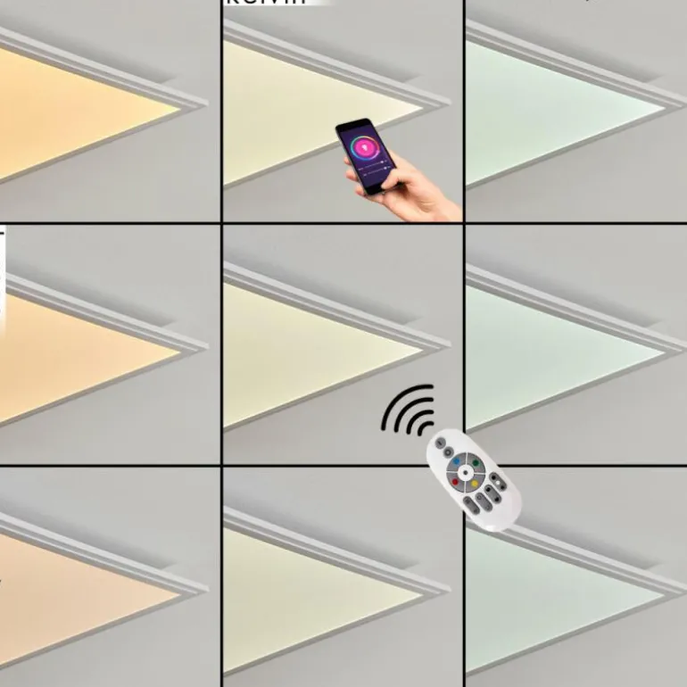 Plafonnier Crum LED Blanc, 1 lumière, Télécommandes