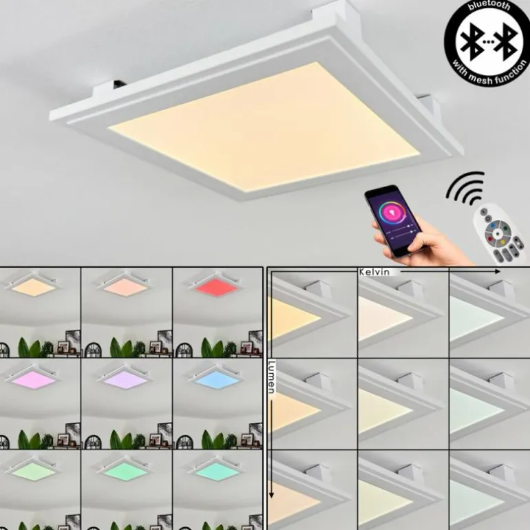 Plafonnier Crum LED Blanc, 1 lumière, Télécommandes