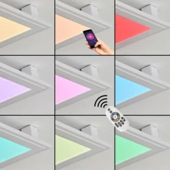 Plafonnier Crum LED Blanc, 1 lumière, Télécommandes