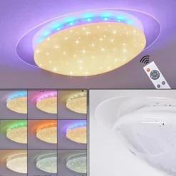 Plafonnier Cure LED Blanc, 1 lumière, Télécommandes, Changeur de couleurs