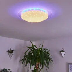 Plafonnier Cure LED Blanc, 1 lumière, Télécommandes, Changeur de couleurs