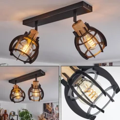 Plafonnier Dandin Noir, 2 lumières