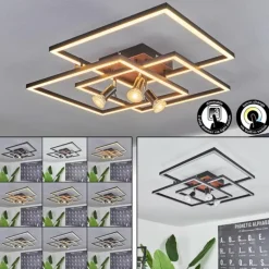 Plafonnier Deadwood LED Brun, Couleur bois, 4 lumières