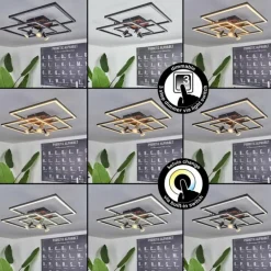 Plafonnier Deadwood LED Brun, Couleur bois, 4 lumières