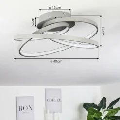 Plafonnier Demaine LED Gris, 1 lumière