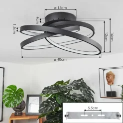 Plafonnier Demaine LED Noir, 1 lumière