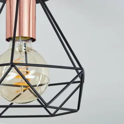 Plafonnier Denno Cuivre, Noir, 1 lumière