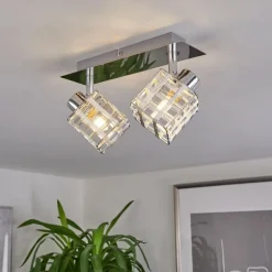 Plafonnier Desrue Chrome, Argenté, 2 lumières