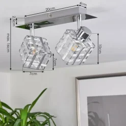 Plafonnier Desrue Chrome, Argenté, 2 lumières