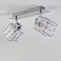 Plafonnier Desrue Chrome, Argenté, 2 lumières