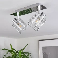 Plafonnier Desrue Chrome, Argenté, 2 lumières