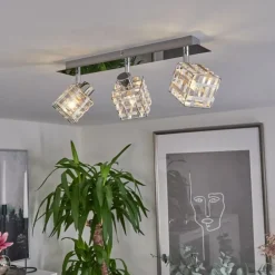 Plafonnier Desrue Chrome, Argenté, 3 lumières