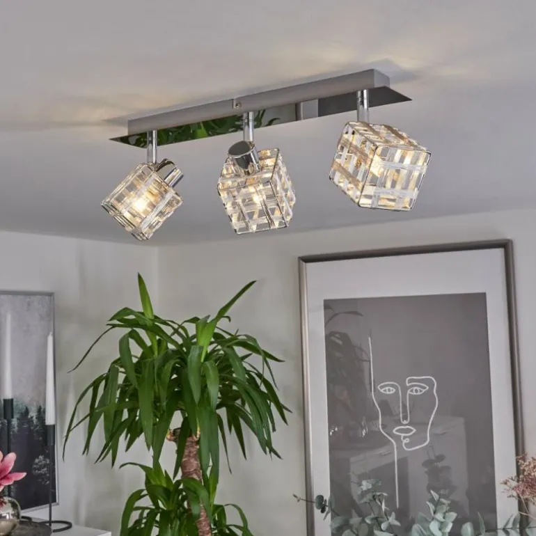 Plafonnier Desrue Chrome, Argenté, 3 lumières