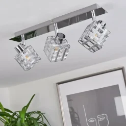 Plafonnier Desrue Chrome, Argenté, 3 lumières