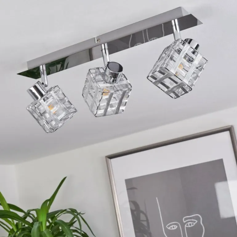 Plafonnier Desrue Chrome, Argenté, 3 lumières