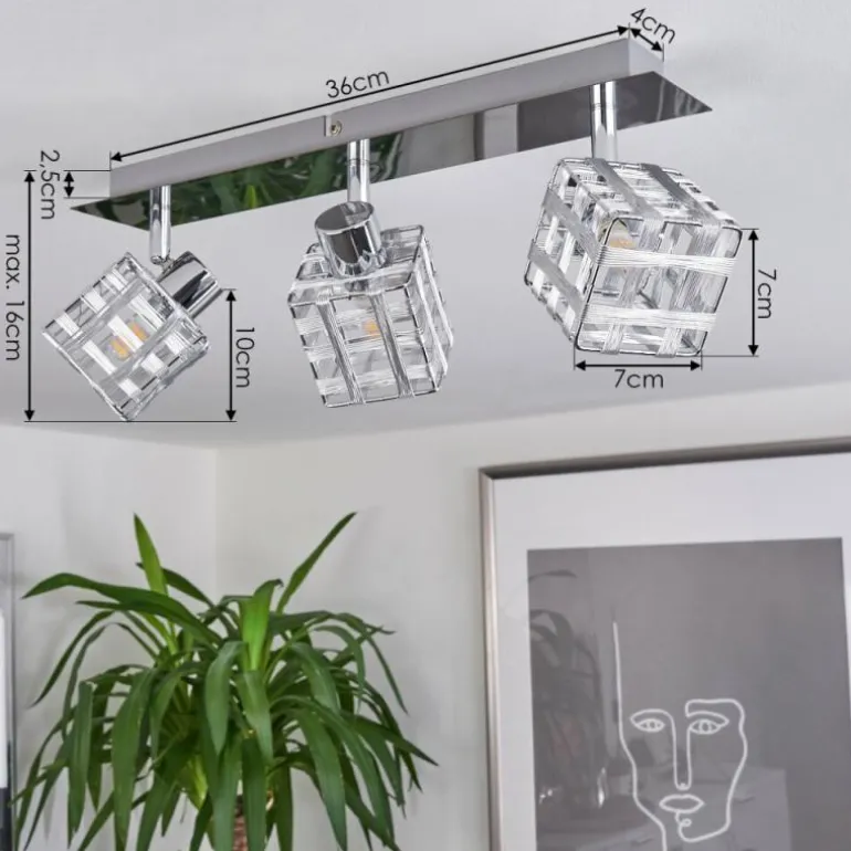 Plafonnier Desrue Chrome, Argenté, 3 lumières