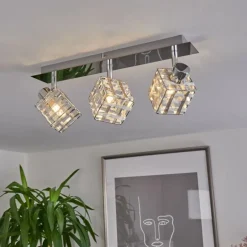 Plafonnier Desrue Chrome, Argenté, 3 lumières